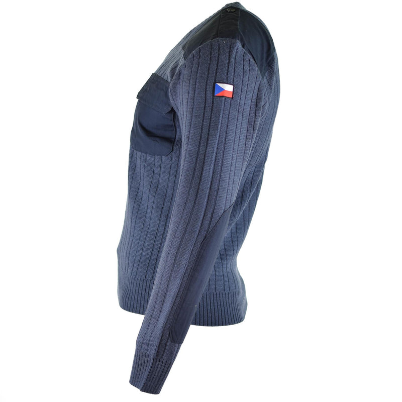 Original tschechischer Armeepullover M97 aus blauer Wolle mit V-Ausschnitt, Militärüberschuss, NEU