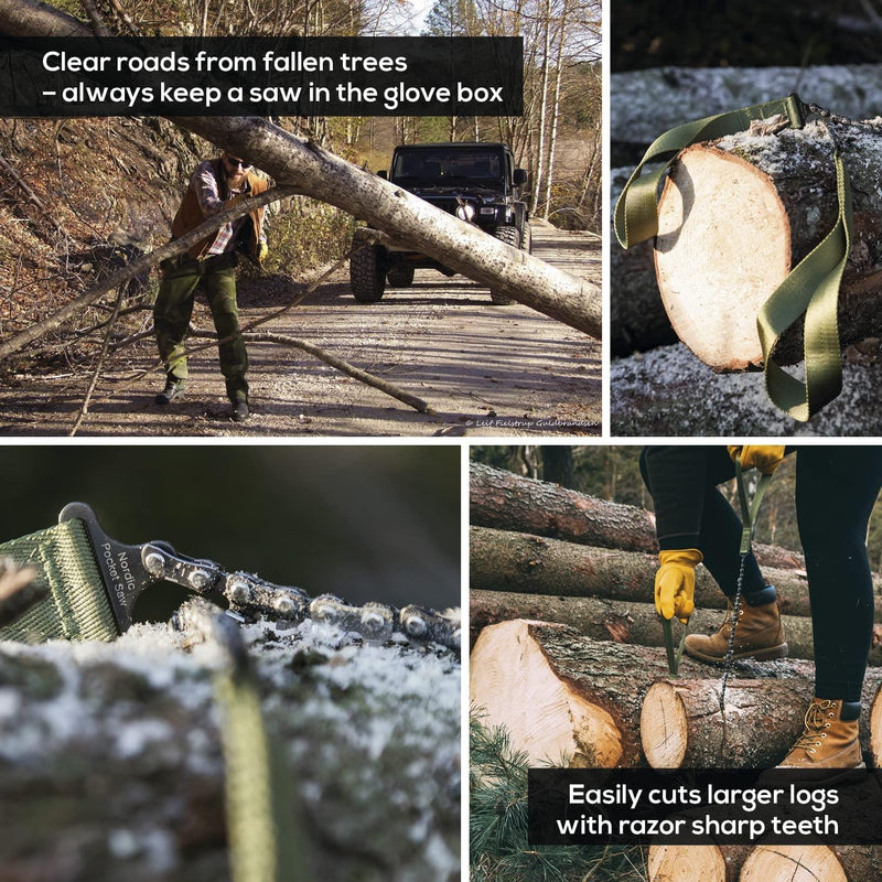 NORDIC POCKET SAW Tragbare Kettensäge aus Kohlenstoffstahl für Wandern und Camping PREMIUM Edition