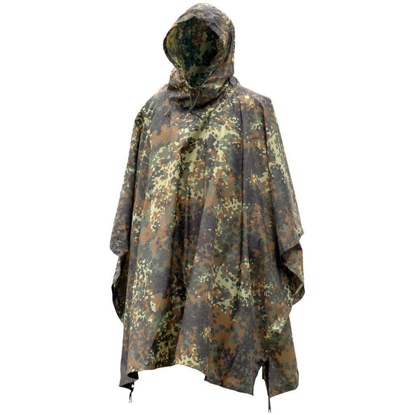 Poncho im Militärstil der Marke Mil-Tec, Flecktarn-Camouflage, Ripstop, leicht, wasserdicht