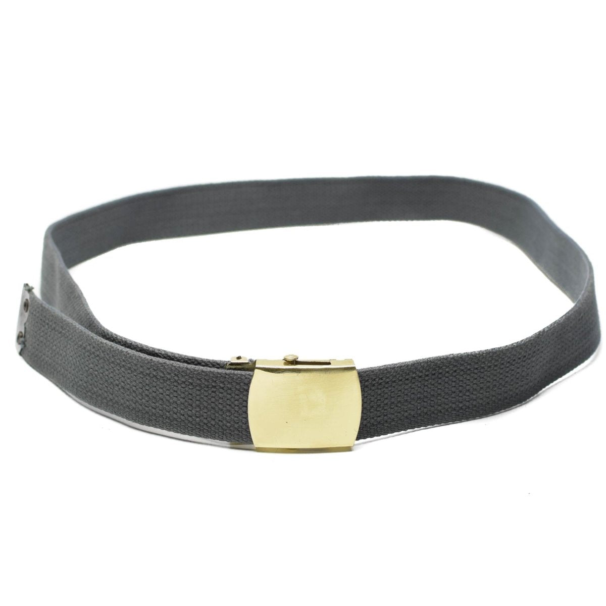 Lässiger, grauer Canvas-Gürtel im Army-Militärstil mit goldener Schnalle, Unisex, Militärüberschuss
