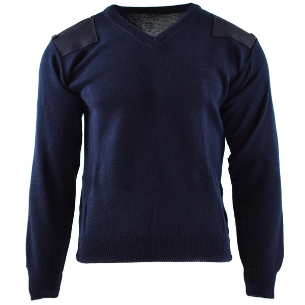 Echter Pullover der niederländischen Armee, blauer Pullover, Militärpullover, Rundhalsausschnitt, Offizier