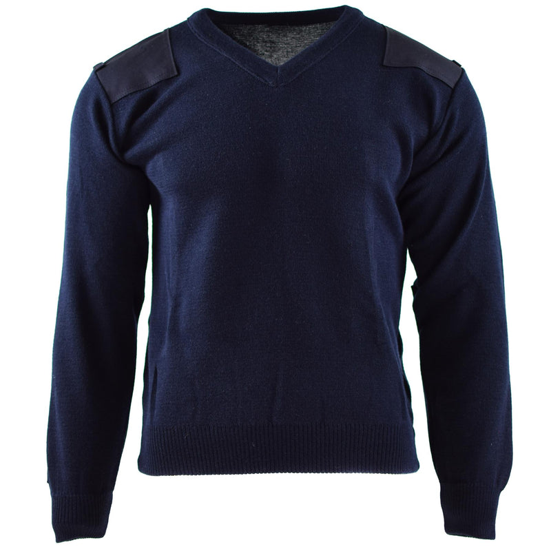 Echter Pullover der niederländischen Armee, blauer Pullover, Militärpullover, Rundhalsausschnitt, Offizier