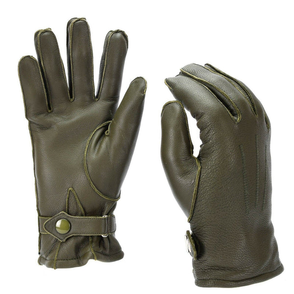 Echte deutsche Polizei-Lederhandschuhe, Patrouille, olivgefüttert, Wolle, 100 % Winter, NEU