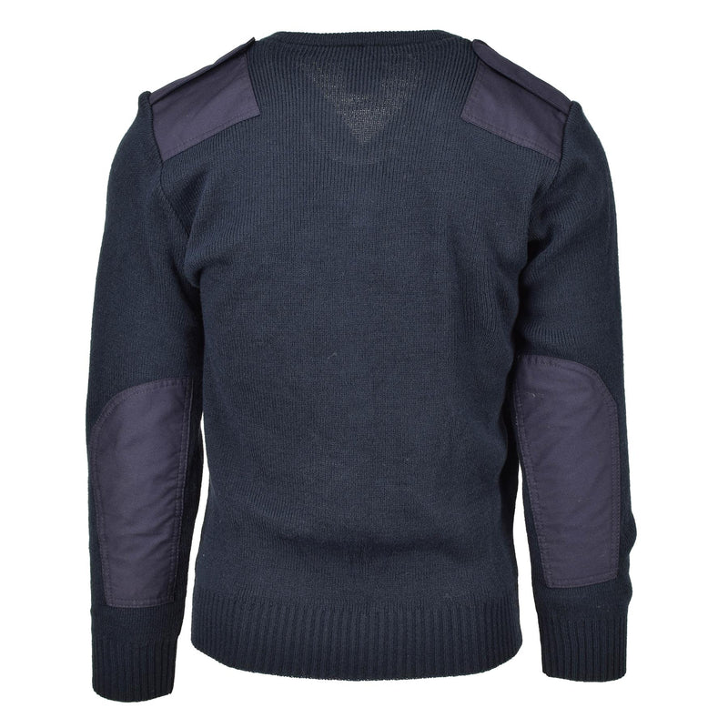 Original britischer Ex-Polizei-Dienstpullover Commando Jumper blauer V-Ausschnitt Pullover