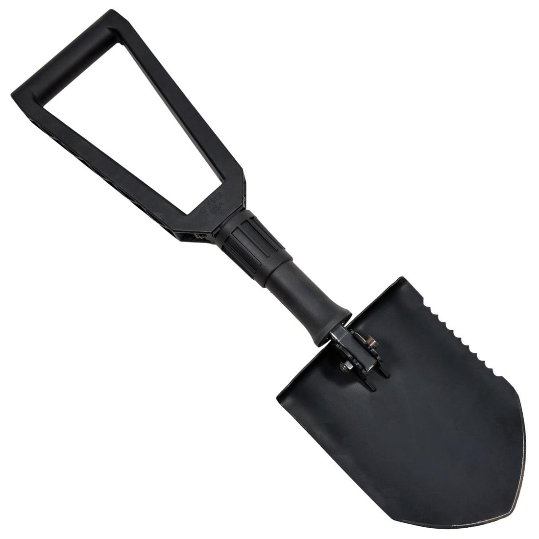 Original US-Militär-Klappschaufel, 3-Stufen-System, High-End-Schaft, Schwarz