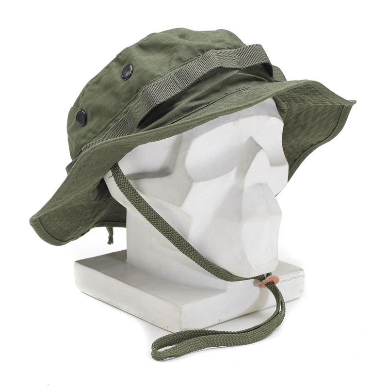 Olivgrüner Boonie-Hut im Militärstil der Marke Mil-Tec aus Ripstop, leichte Campingmütze