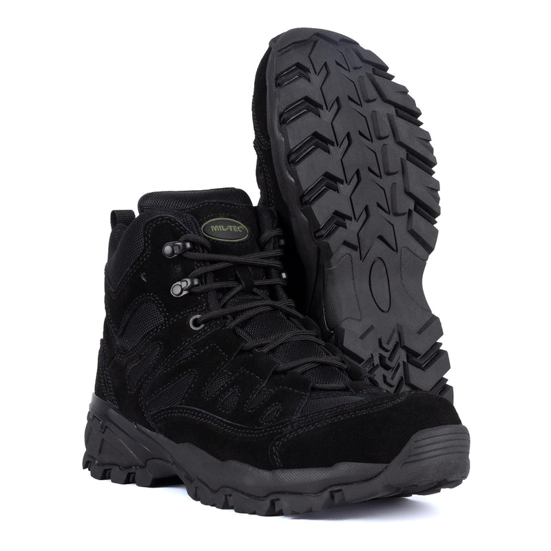 MIL-TEC SQUAD Stiefel halbhoch runde Sohle Camping Outdoor schwarzes Wildleder Schuhwerk