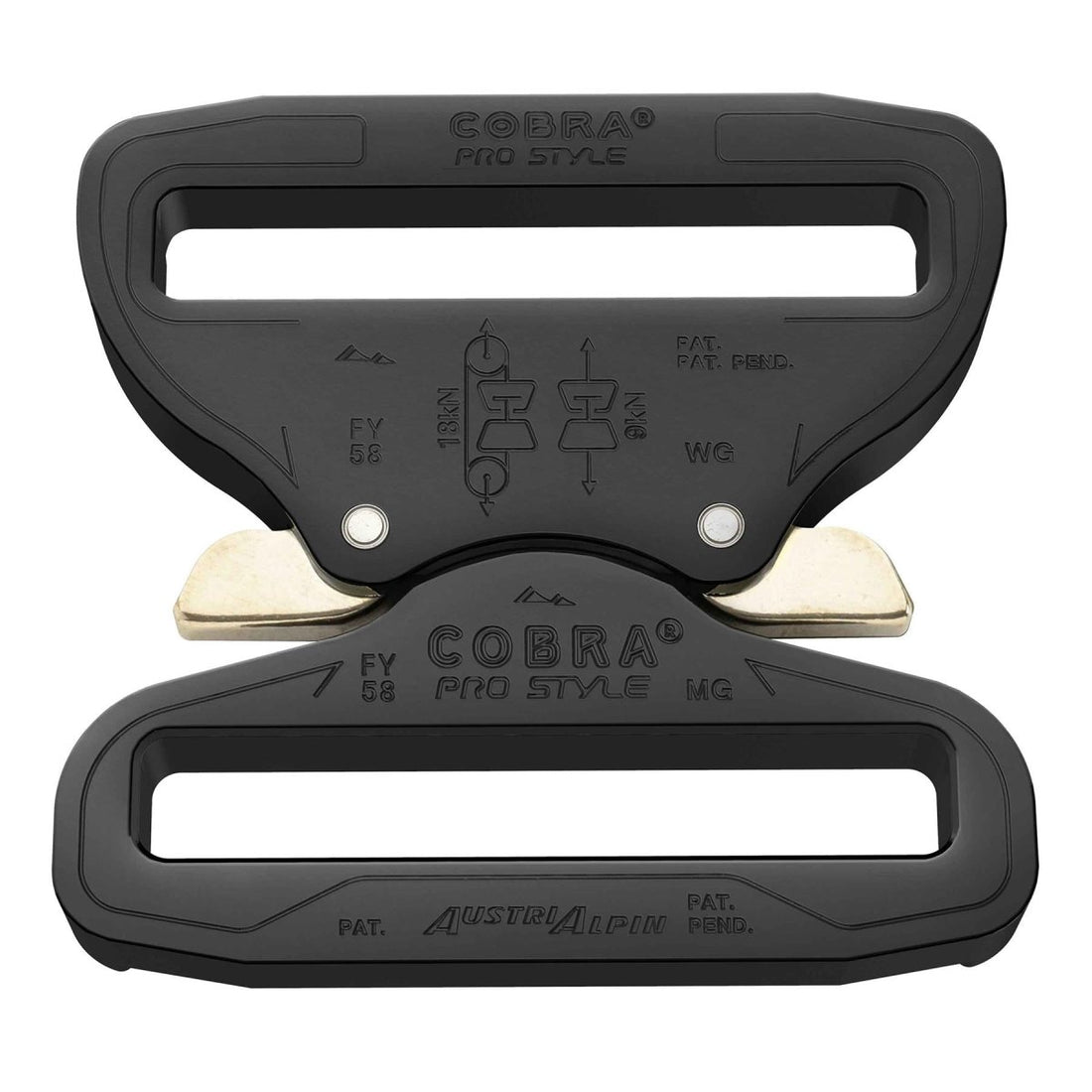 Cobra Pro Style Gürtelschnalle 58 mm Schnellfreisetzung schweres Aluminiumschwarz
