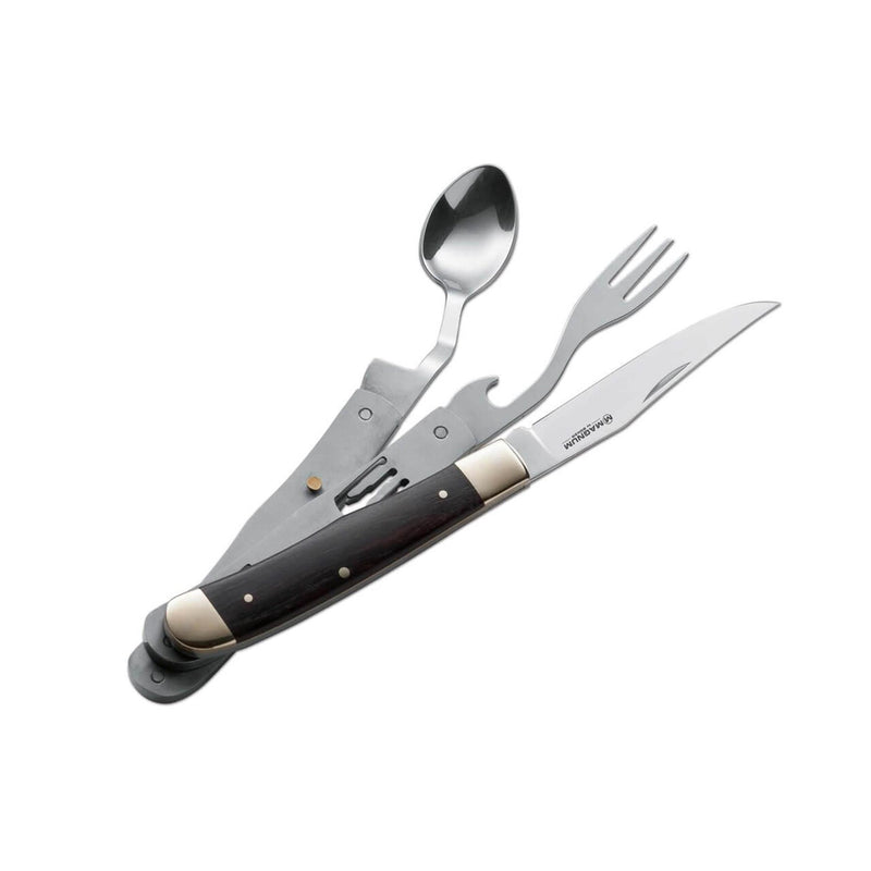 BÖKER Bon Appetite Taschenbesteck Messer Löffel Gabel 440A Stahl Holzgriff