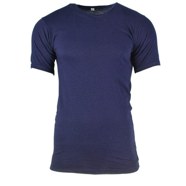Original italienisches T-Shirt der Armee, Marineblau, Baumwolle, kurzärmlig, Militär, NEU