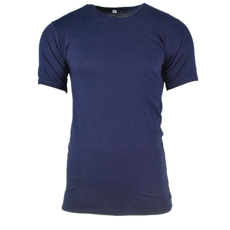 Original italienisches T-Shirt der Armee, Marineblau, Baumwolle, kurzärmlig, Militär, NEU