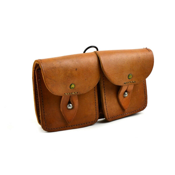 Original französische Armee Magazintasche braun Leder Munition Dual Tasche Mag