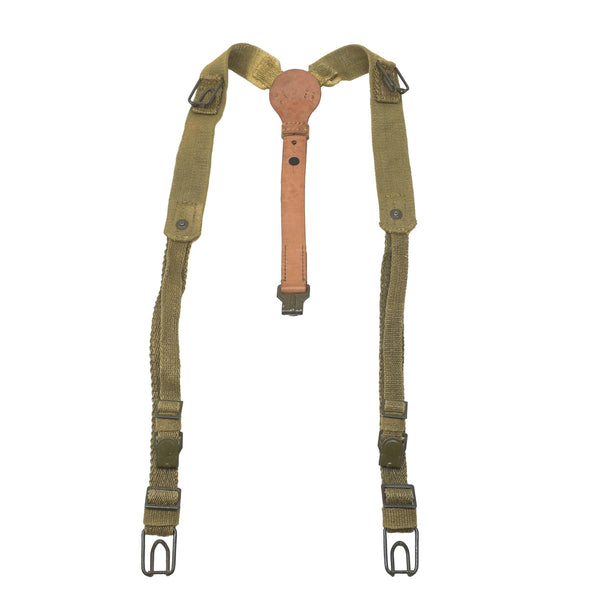 Original Tschechische Armee Y-Strap Canvas &amp; Leder Hosenträger Harness Schulter