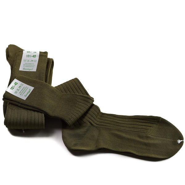 Echte italienische Armee lange Socken aus Baumwolle, knielang, dünn, leicht, Khaki, NEU 