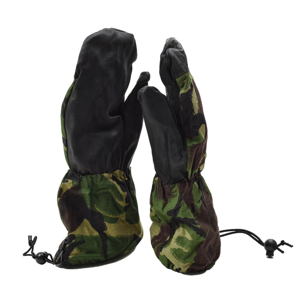 Echte britische Militärfäustlinge mit Lederhandfläche und DPM-Tarnung-Ripstop-Handschuhe
