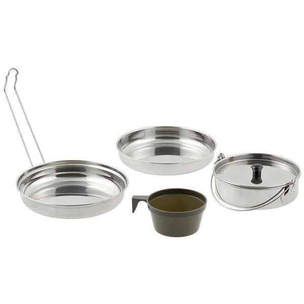 MFH Marke Kochgeschirr 5 teilig Edelstahl Camping Wandern Trekking Kochtopf Set