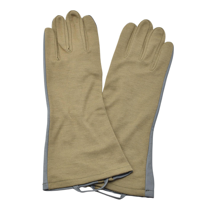 Original niederländische Militärhandschuhe aus olivgrünem Leder, hitzebeständig, Aramid-Wärmer NEU