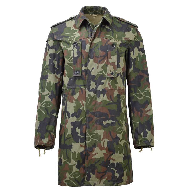 Original rumänische Militärparka M93 mit Camouflage-Blattmuster und Kapuze, lange Jacke, taktisch, NEU