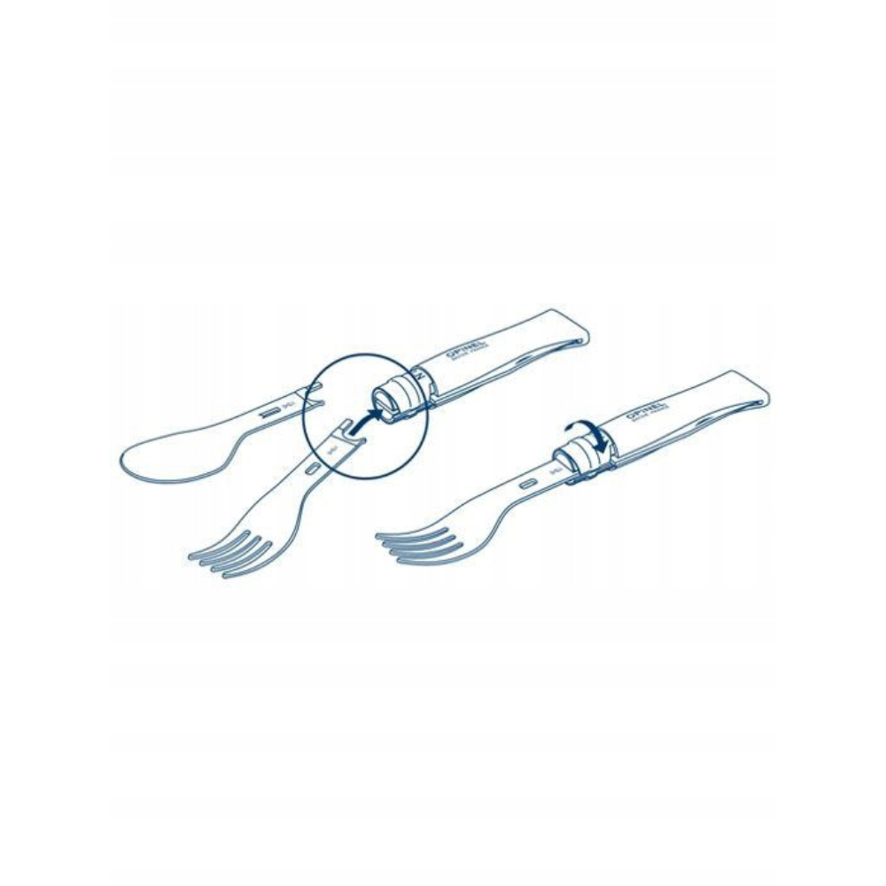 Opinel Picnic+ N°08 Besteckset Klappmesser Löffel Gabel Camping Buche