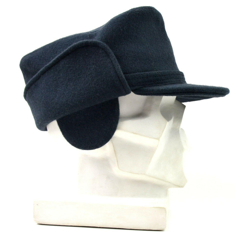 Original schwedische Armee Woll-Wintermütze. Blaue schwedische Wintermütze NEU