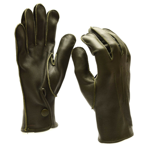 Echte deutsche Polizei-Handschuhe aus echtem Leder, OD, Patrouille, Olivgrün, OD, NEU, Original