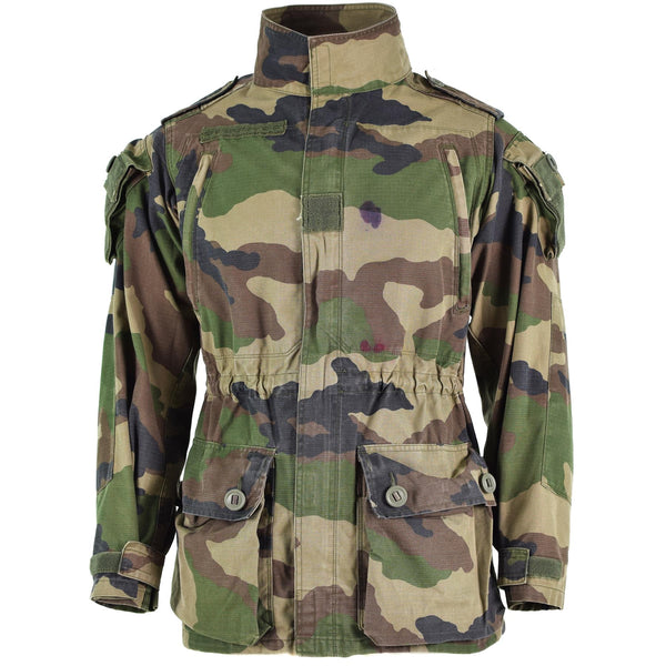 Echte französische Armee-Kitteljacke CCE Camouflage Militär-Kampfparka Satin Felin T4