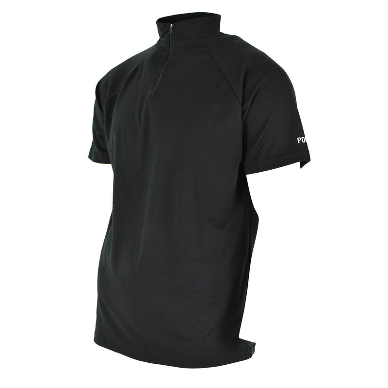 Original britisches Polizei T-Shirt schwarz atmungsaktiv funktionelles Frontreißverschluss-Schutzhemd
