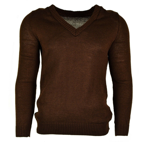 Original bulgarischer Armeepullover V-Ausschnitt Pullover braun NEU