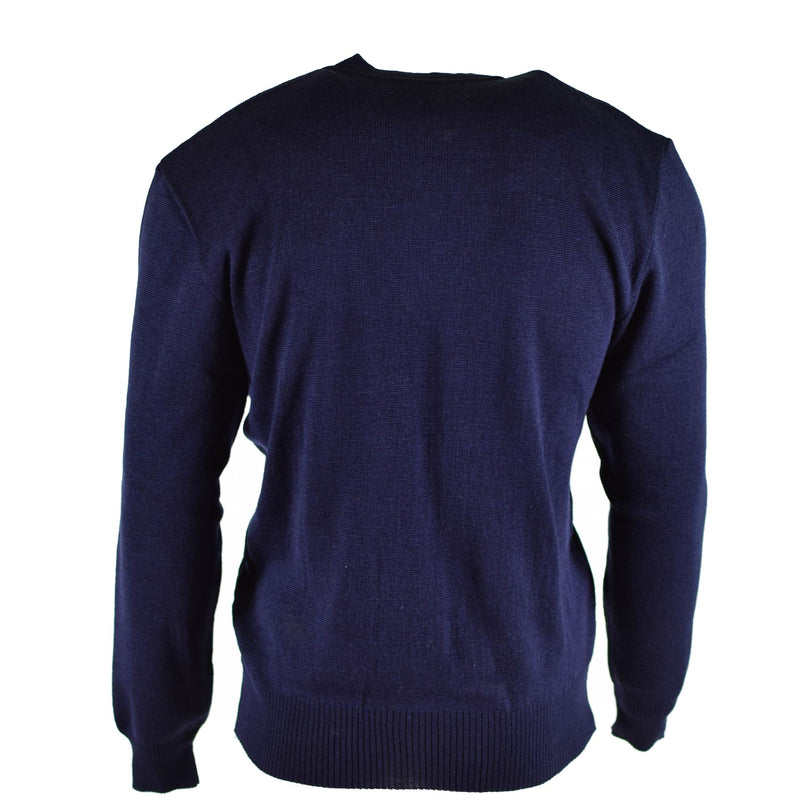 Original tschechischer Armeepullover, blauer Wollpullover mit V-Ausschnitt, Militärüberschuss, NEU