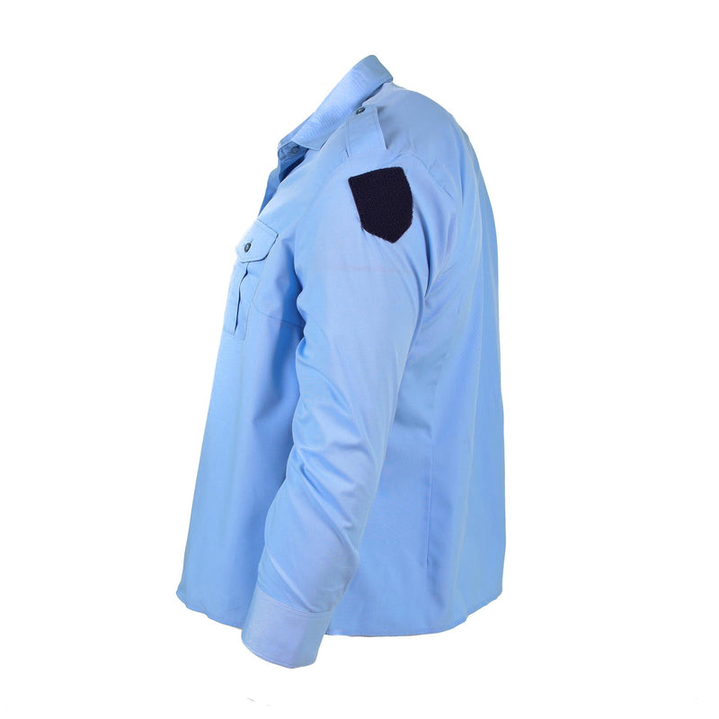 Original langärmeliges blaues Baumwollhemd der französischen Militärpolizei Gendarme NEU