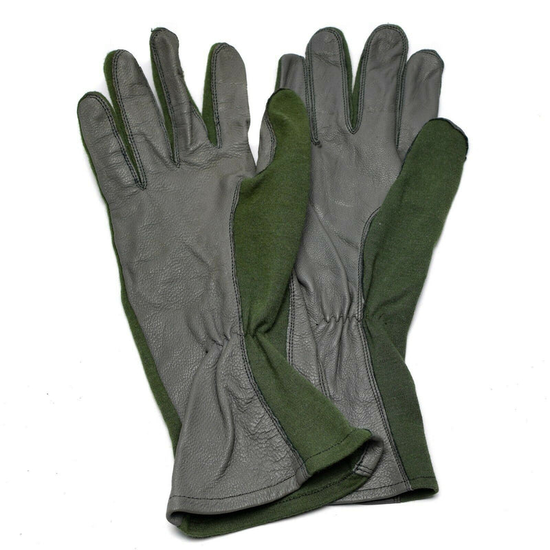 Echte niederländische Armee Kampfhandschuhe Leder Aramidfaser AirForce Militär Nomex OD
