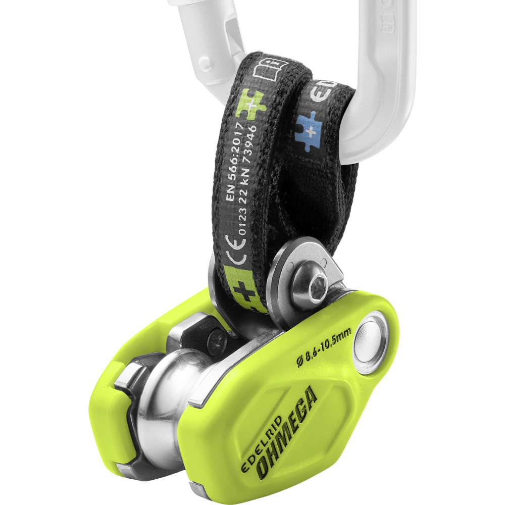 Edelrid Ohmega Kletterbremsassistent mit Seilrolle 8,6–10,5 mm Seiloase