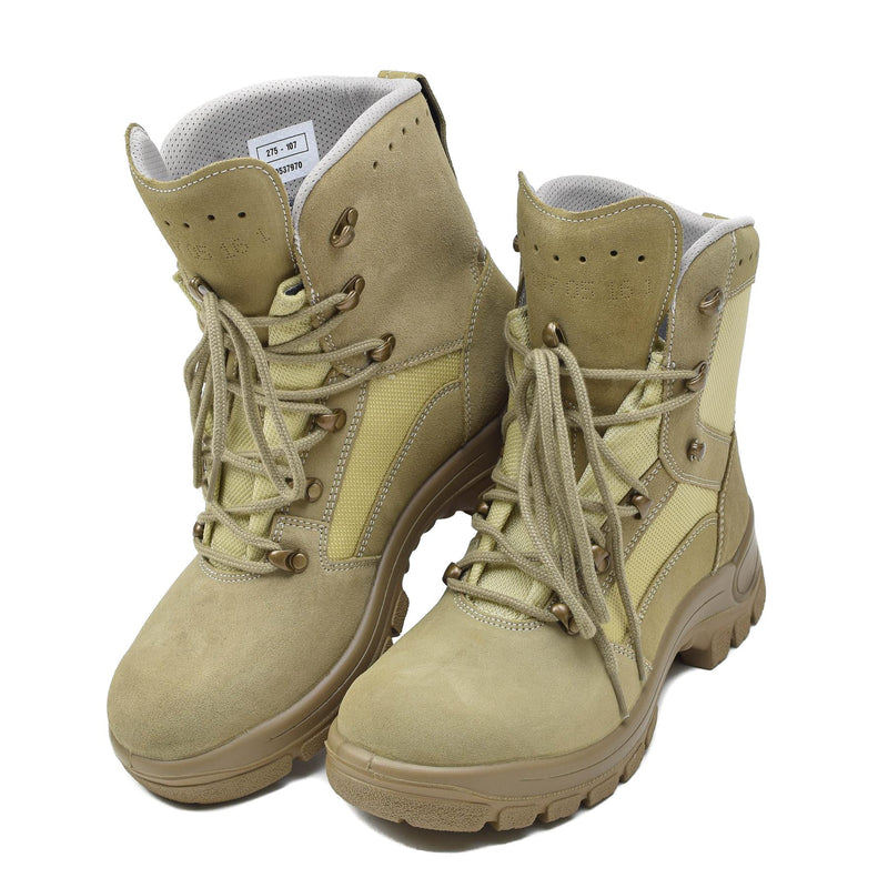 Original deutsche Militärstiefel, wasserdicht, khakifarbene Gummisohle, runde Sohle, NEU