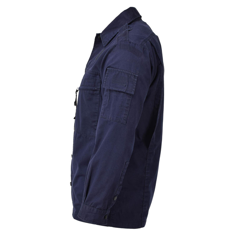 Original niederländische Armeejacke, Arbeitskleidung, blaue Uniform, langärmeliges Militärhemd