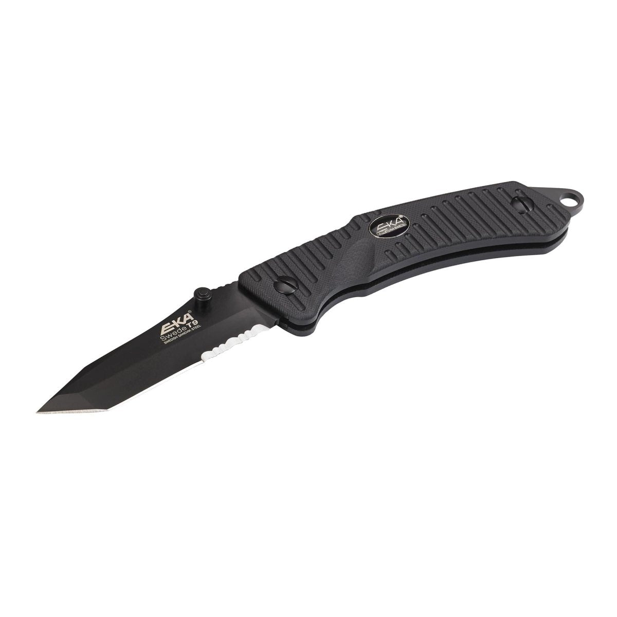 EKA Brand Swede 9 Klappmesser 57 HRC 12C27 Feuerstarter aus Stahl mit schwarzem Griff