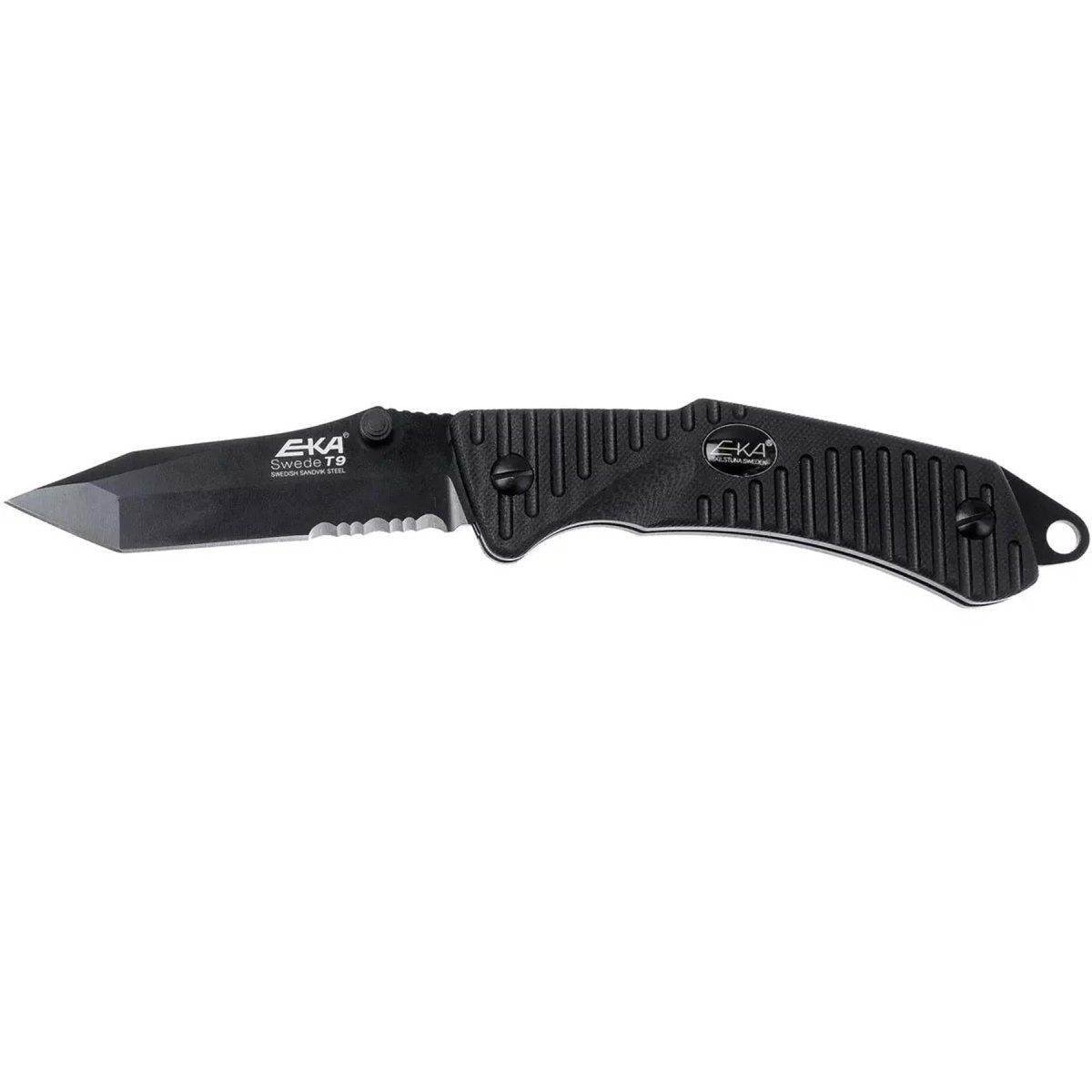 EKA Brand Swede 9 Klappmesser 57 HRC 12C27 Feuerstarter aus Stahl mit schwarzem Griff