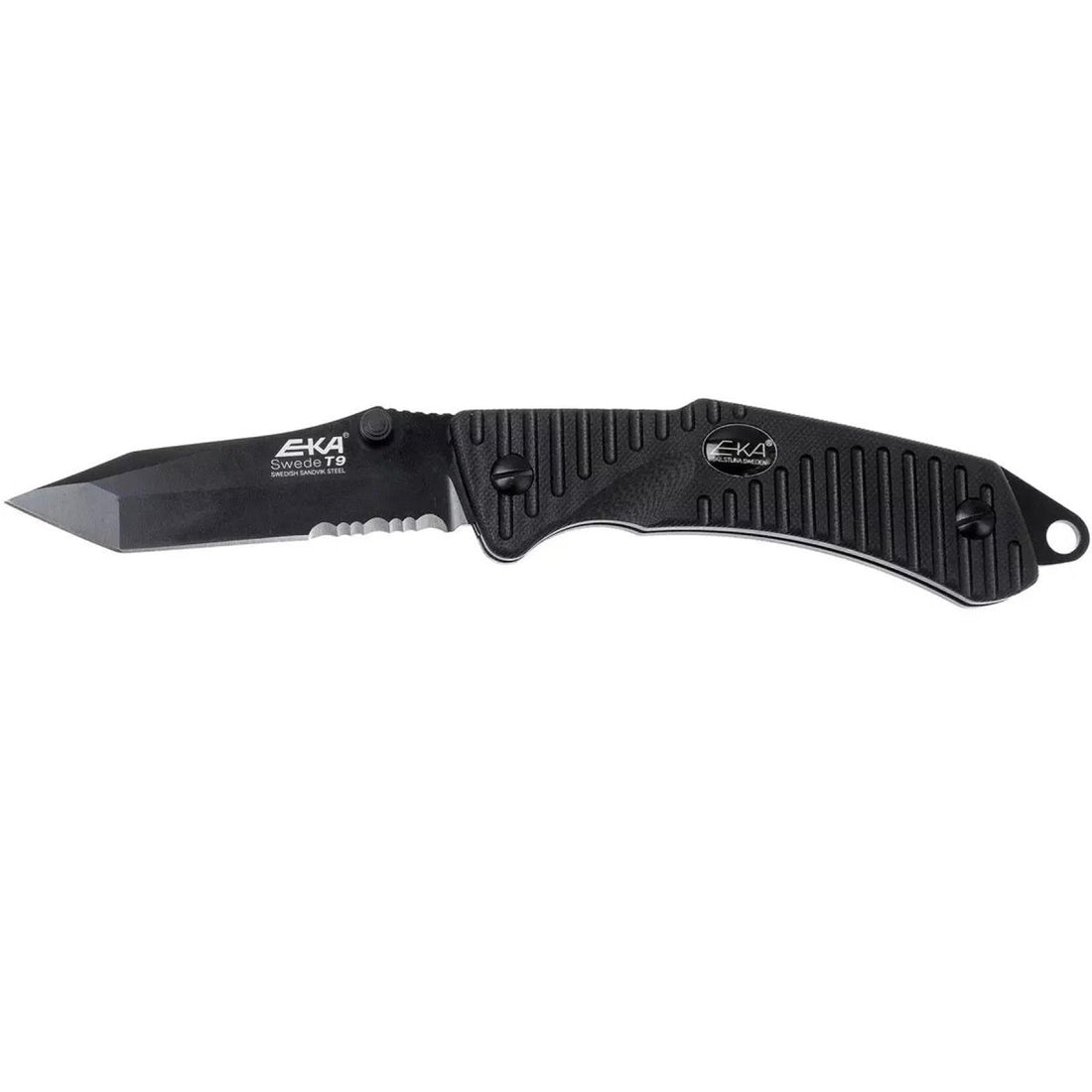 EKA Brand Swede 9 Klappmesser 57 HRC 12C27 Feuerstarter aus Stahl mit schwarzem Griff