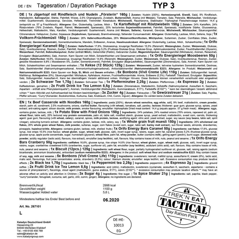 Emergency army survival food 1 day pack ration military Meal Food prepper MRE (TYP3) - GoMilitar