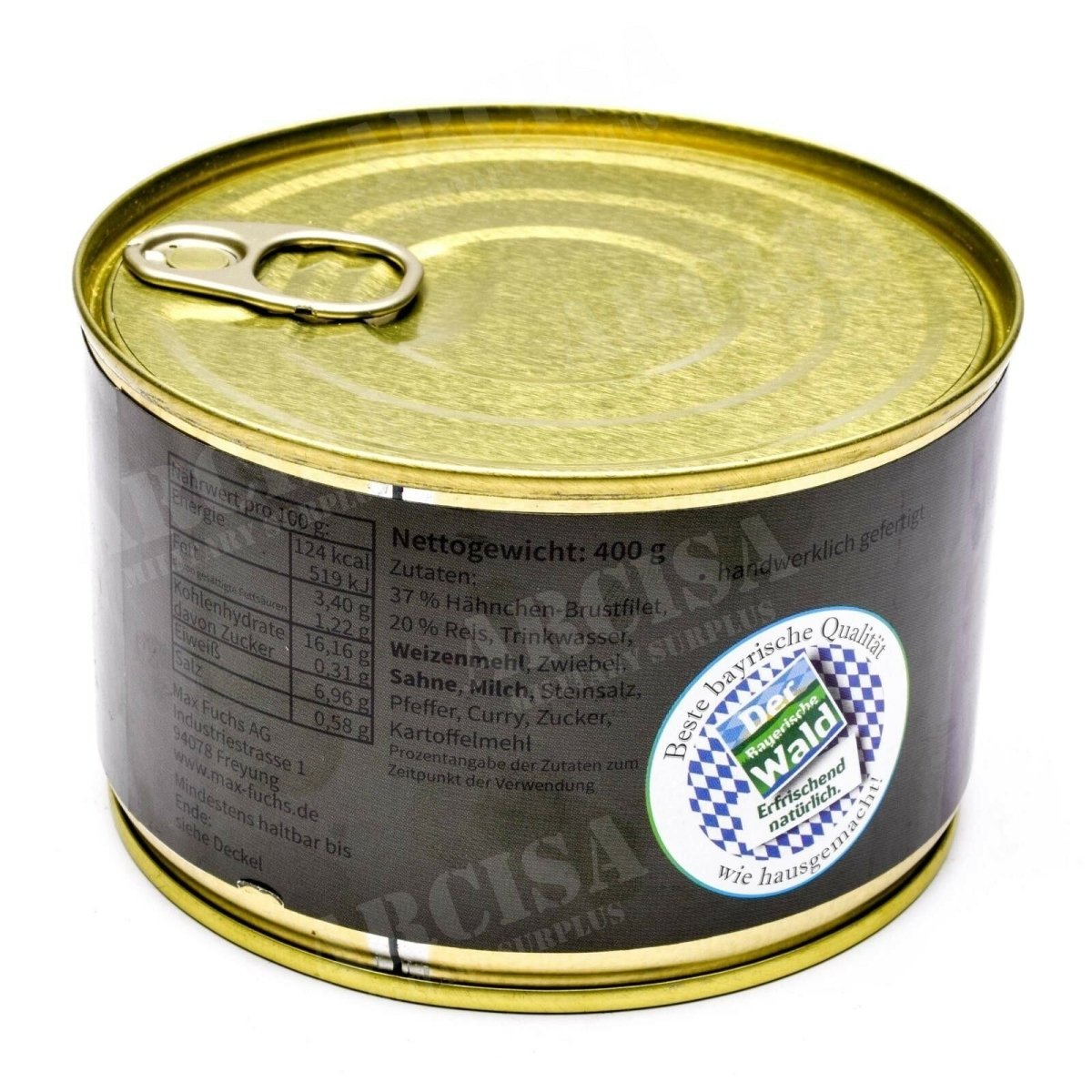 Notration Armee Überlebensnahrung Konserven Chicken Curry mit Reis 400g Dose
