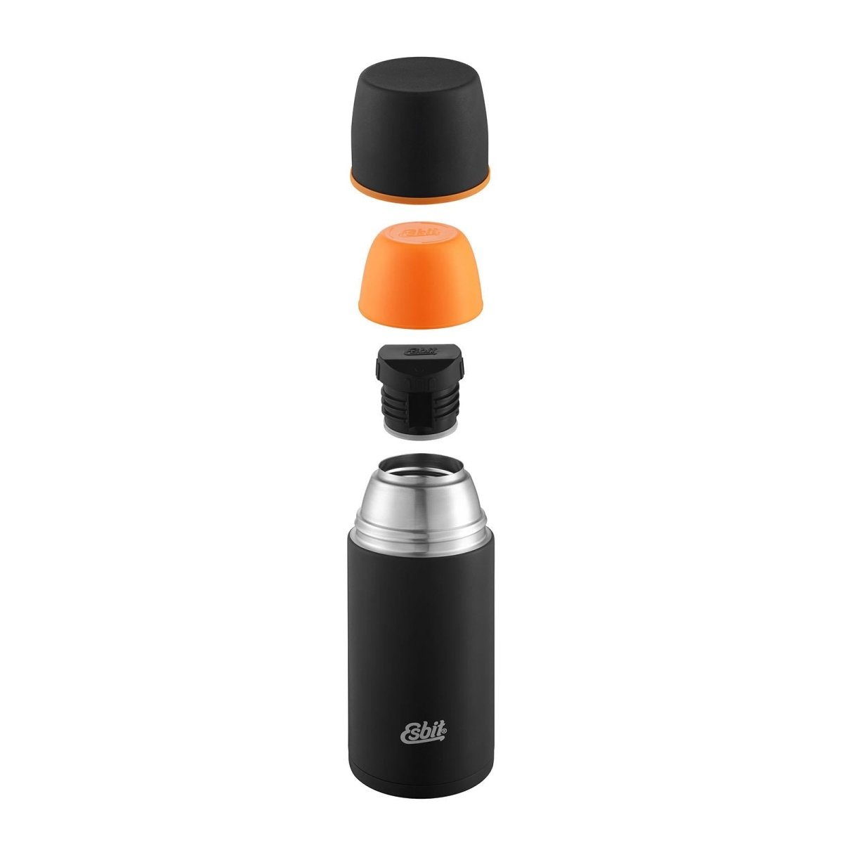 ESBIT Brand Edelstahl Isolierflasche 750ml schwarz 12Std Wärmespeicherung extra Becher
