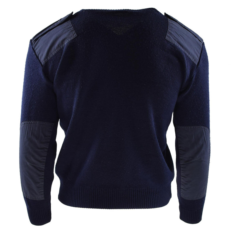 Echter Pullover der niederländischen Armee, blauer Pullover, Militärpullover, Rundhalsausschnitt, Offizier