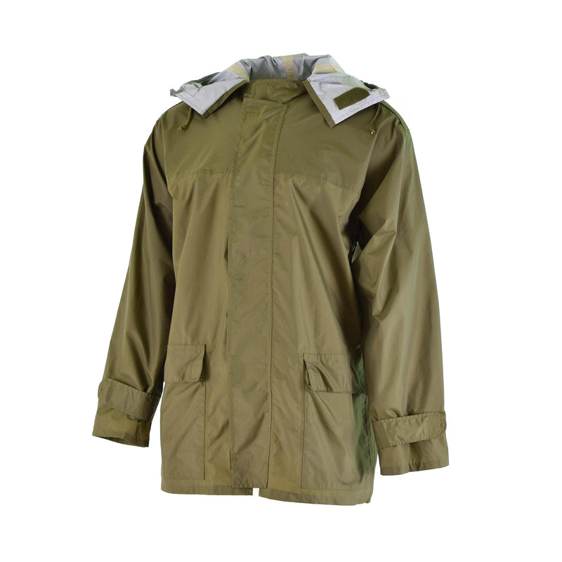 Original dänische Armee OD Regenjacke wasserdicht mit Kapuze Regenmantel Dänemark