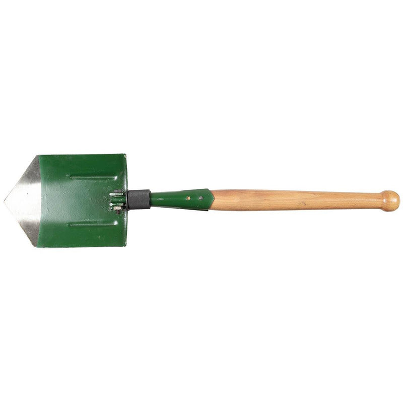 Original rumänische Armee faltbare Schaufel grün Holzgriff Militär Überschuss NEU
