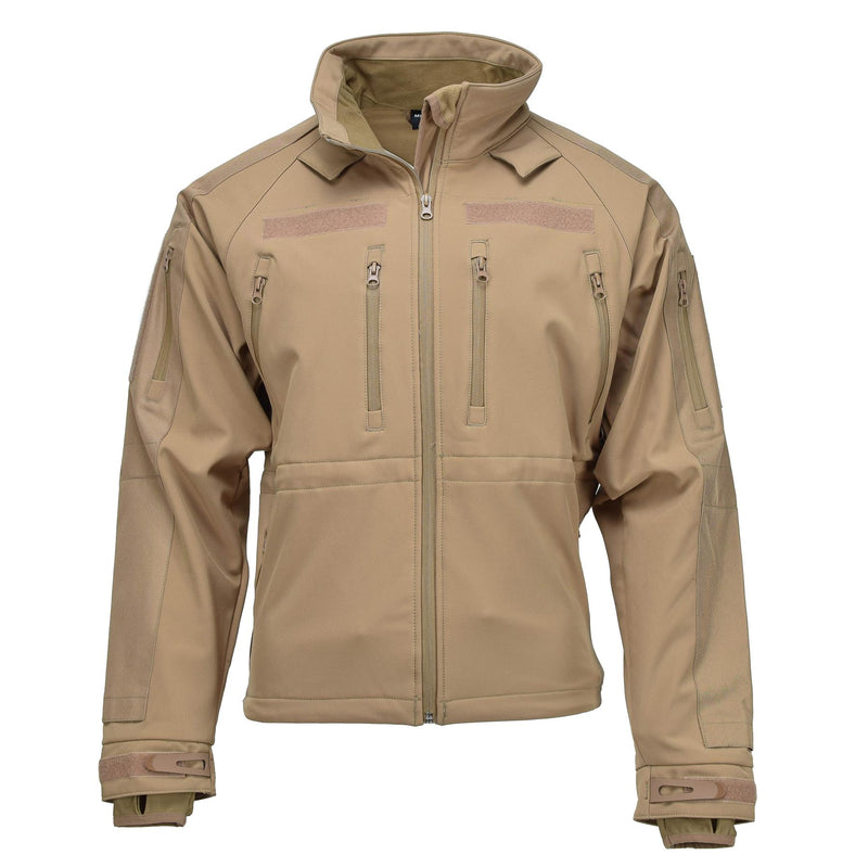 MIL-TEC winddichte Wanderjacke Softshell sturmfeste Reißverschlüsse Fleecefutter Coyote