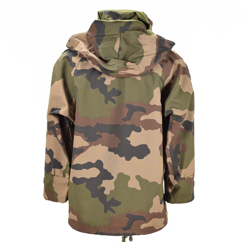 Echte wasserdichte Trilaminatjacke der französischen Armee, Camouflage-Goretex-Regenparka mit Kapuze