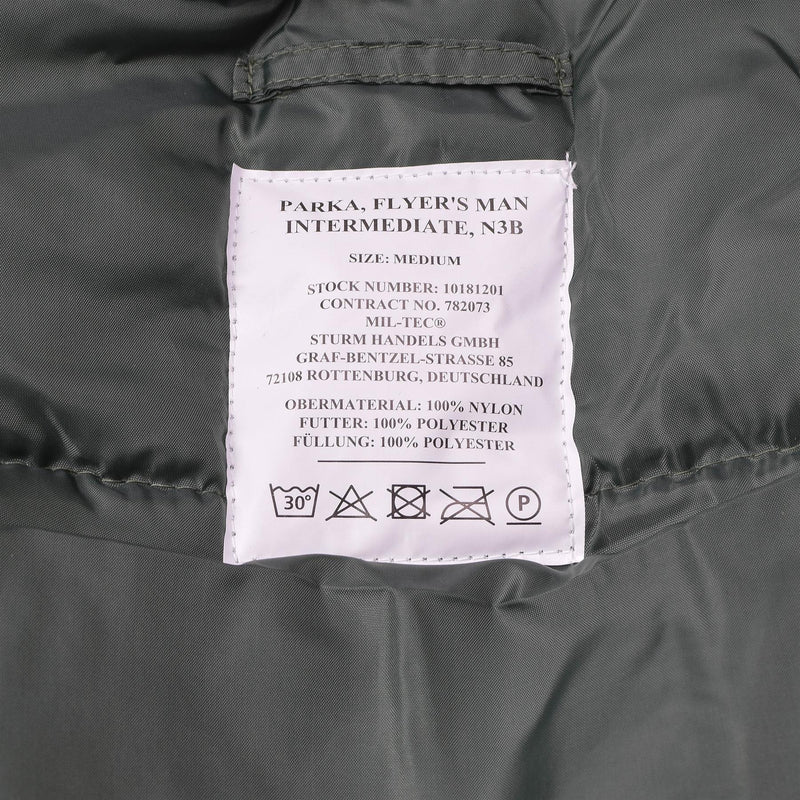 MIL-TEC Marke US Militärstil Fliegerparka N3B Kunstpelzkapuze oliv NEU