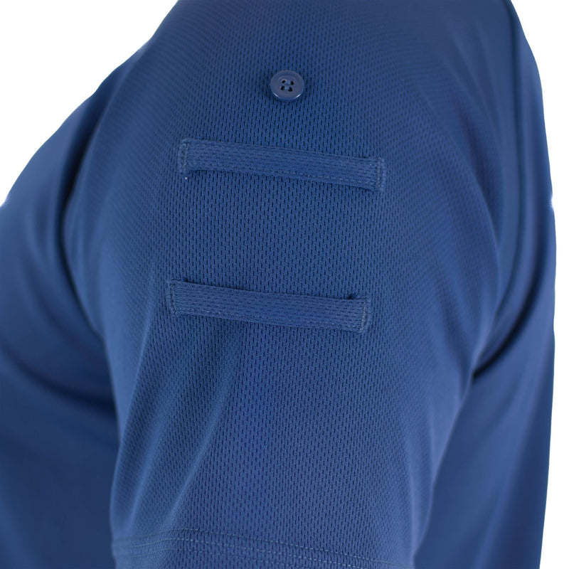 Original britisches Polizei-T-Shirt, blaues, atmungsaktives Material, Frontreißverschluss, Schutzhemd