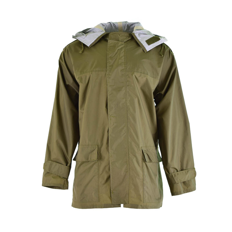 Original dänische Armee OD Regenjacke wasserdicht mit Kapuze Regenmantel Dänemark