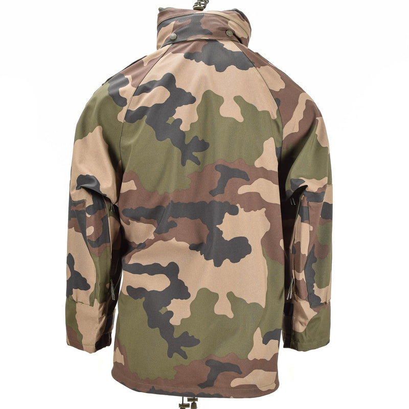 Echte wasserdichte Trilaminatjacke der französischen Armee, Camouflage-Goretex-Regenparka mit Kapuze