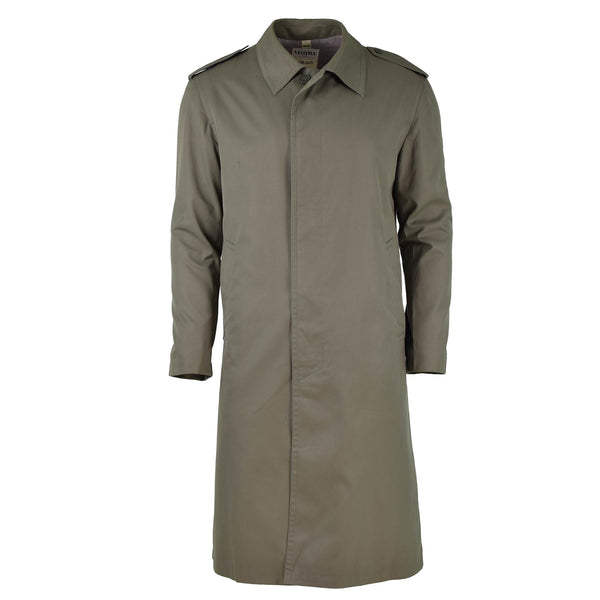 Echter französischer Militär-Regenmantel, Armee-Trenchcoat, oliv, wasserdicht, volle Länge